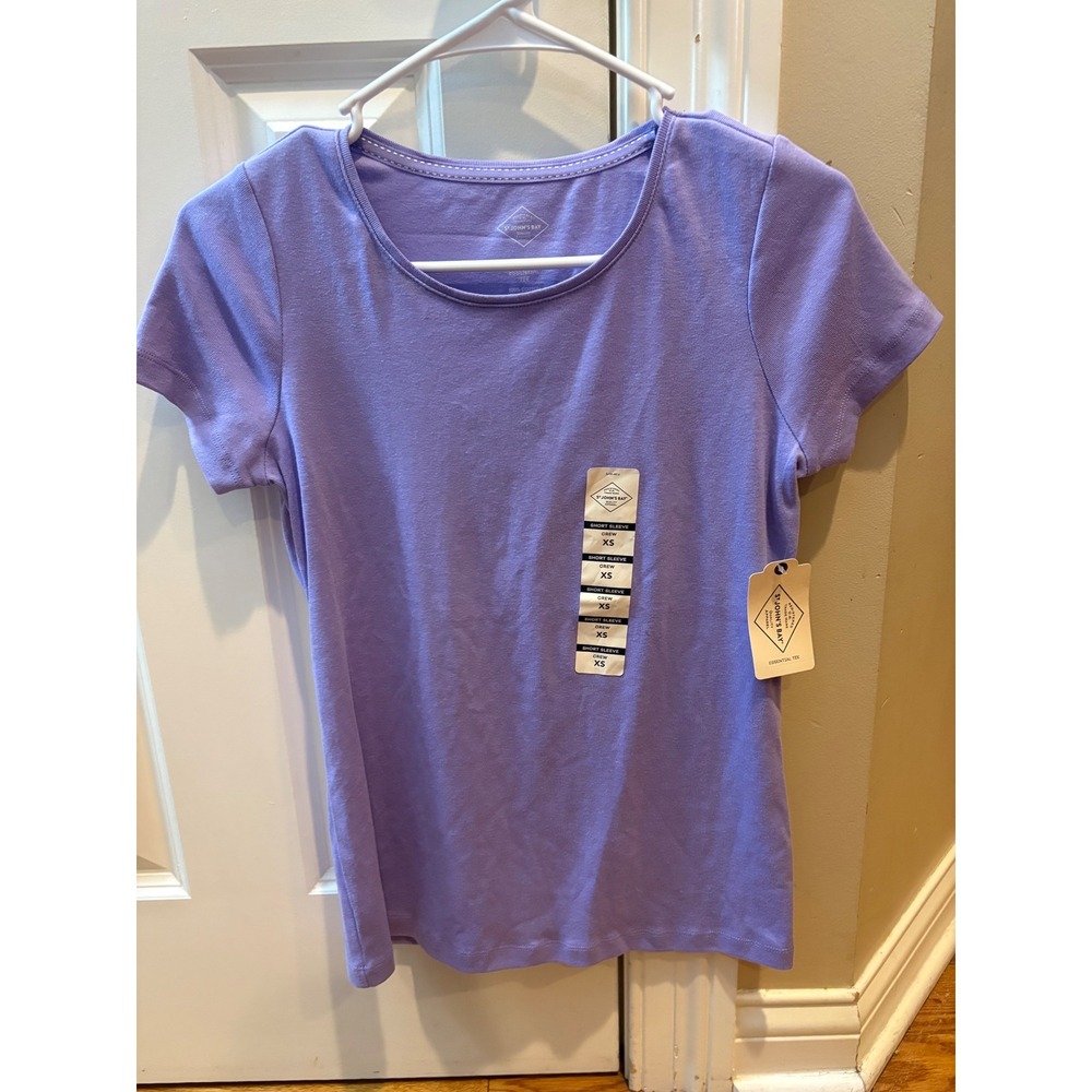 St Johns Bay Essential Tee French Lilac Purple Cotton Crew Neck XS NEW